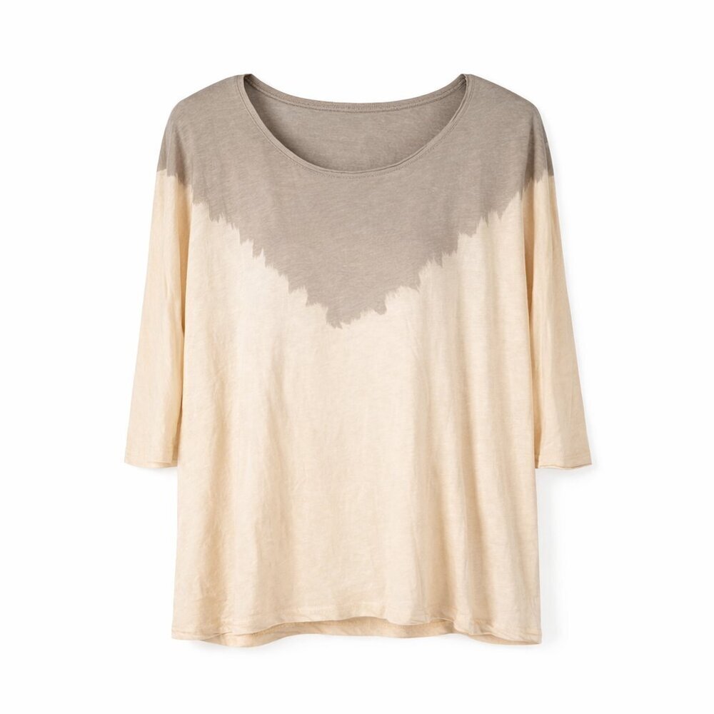 Free People Dip Dye Oversized Tunic Top Small Beige Taupe Boho Lounge USA Made